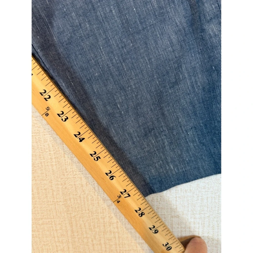 Banana Republic Slim Fit Linen Blend Pants Blue 30x30 Flat Front Trouser Coastal